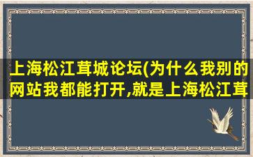 上海松江茸城论坛(为什么我别的网站我都能打开,就是上海松江茸城论坛打不开)