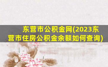 东营市公积金网(2023东营市住房公积金余额如何查询)