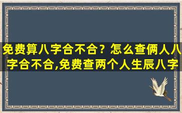 免费算八字合不合？怎么查俩人八字合不合,免费查两个人生辰八字合不合