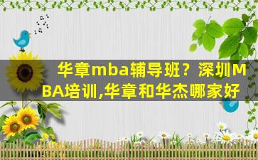 华章mba辅导班？深圳MBA培训,华章和华杰哪家好