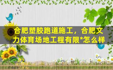 合肥塑胶跑道施工，合肥文力体育场地工程有限*怎么样插图