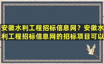 安徽水利工程招标信息网？安徽水利工程招标信息网的招标项目可以上哪里进行查看