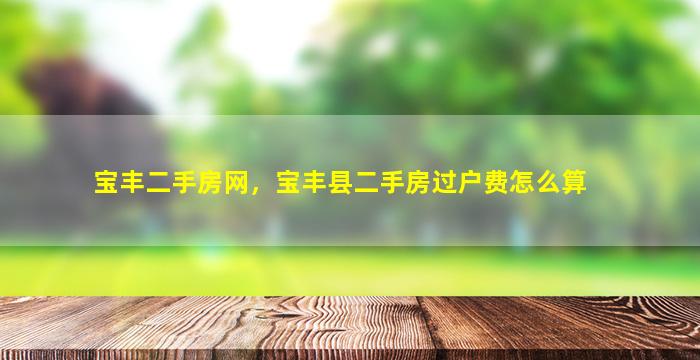 宝丰二手房网，宝丰县二手房过户费怎么算