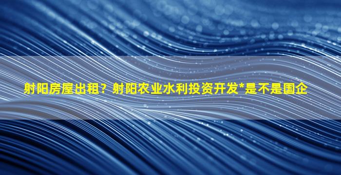 射阳房屋出租？射阳农业水利投资开发*是不是国企