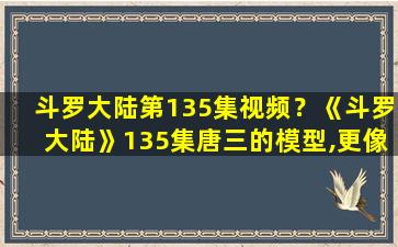 斗罗大陆第135集视频？《斗罗大陆》135集唐三的模型,更像前世了吗插图