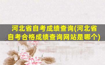 河北省自考成绩查询(河北省自考合格成绩查询网站是哪个)