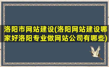 洛阳市网站建设(洛阳网站建设哪家好洛阳专业做网站*有哪些)