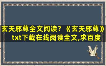 玄天邪尊全文阅读？《玄天邪尊》txt下载在线阅读全文,求百度网盘云资源插图