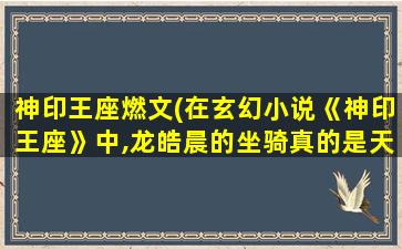 神印王座燃文(在玄幻小说《神印王座》中,龙皓晨的坐骑真的是天谴之神吗)