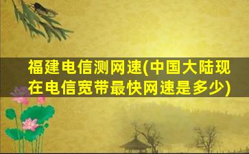 福建电信测网速(*大陆现在电信宽带最快网速是多少)