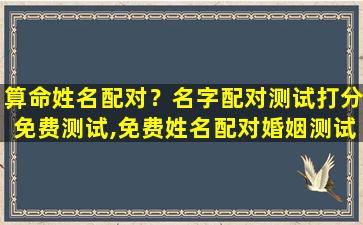 算命姓名配对？名字配对测试打分免费测试,免费姓名配对婚姻测试插图