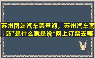 苏州南站汽车票查询，苏州汽车南站*是什么就是说*网上订票去哪个网站插图