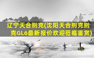 辽宁天合别克(沈阳天合别克别克GL6最新报价欢迎莅临鉴赏)