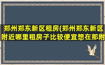 郑州郑东新区租房(郑州郑东新区附近哪里租房子比较便宜想在那附近上班。)