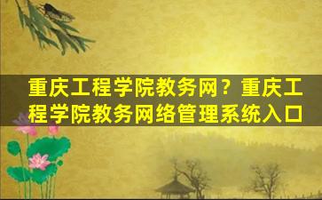 重庆工程学院教务网？重庆工程学院教务网络管理系统入口